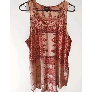 Massimo Women's Sleeveless Tunic Top Geometric Pattern Multicolored Size Large